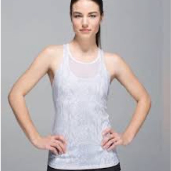 lululemon athletica Tops - Lululemon Mesh With Me Tank Racer Back Built In Bra White Desert Snake
